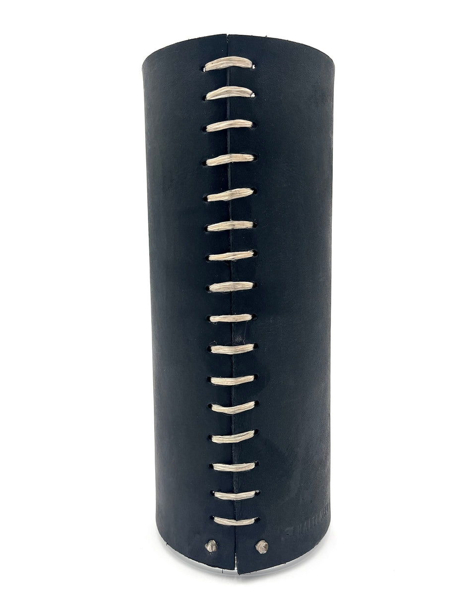 Vaz Flè Clear Vase with Leather Sleeve Haiti Made